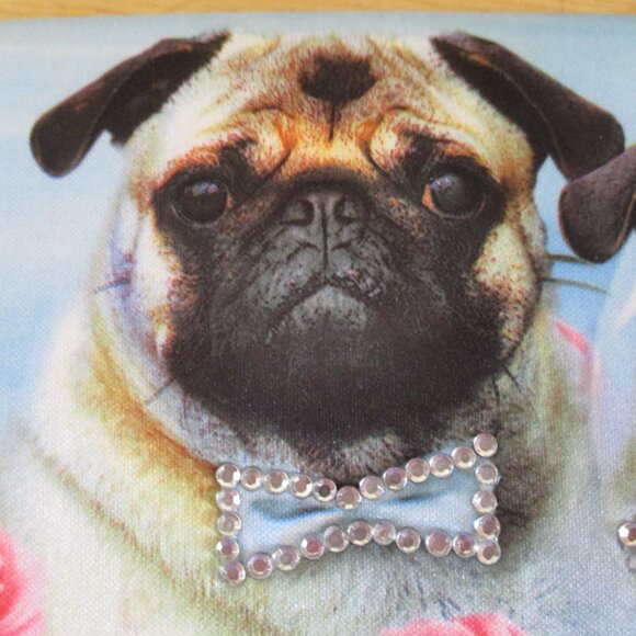 NWT! Vtg Bride and Groom Pug Dogs Wallet, Sequins, Floral, Blossom Collections - Picture 3 of 15